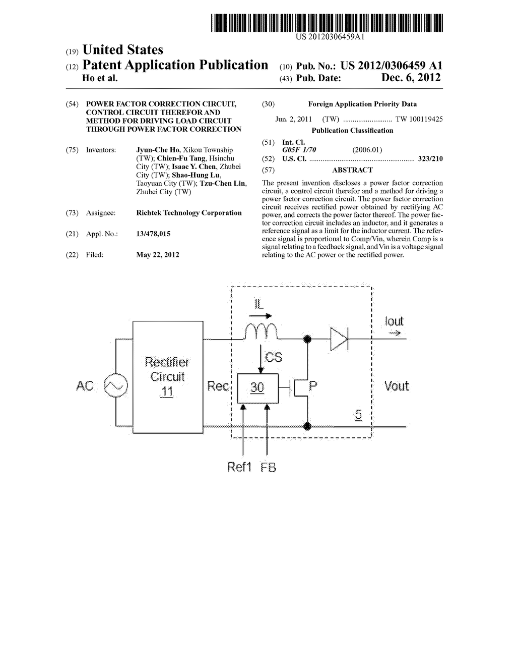 Power Factor Correction Circuit, Control circuit Therefor and Method for     Driving Load Circuit through Power Factor Correction - diagram, schematic, and image 01