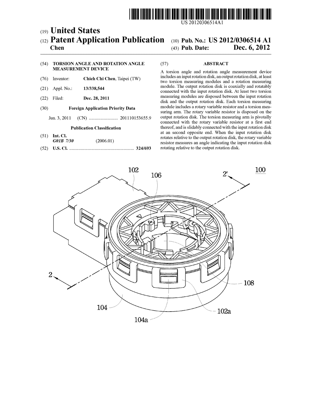 TORSION ANGLE AND ROTATION ANGLE MEASUREMENT DEVICE - diagram, schematic, and image 01