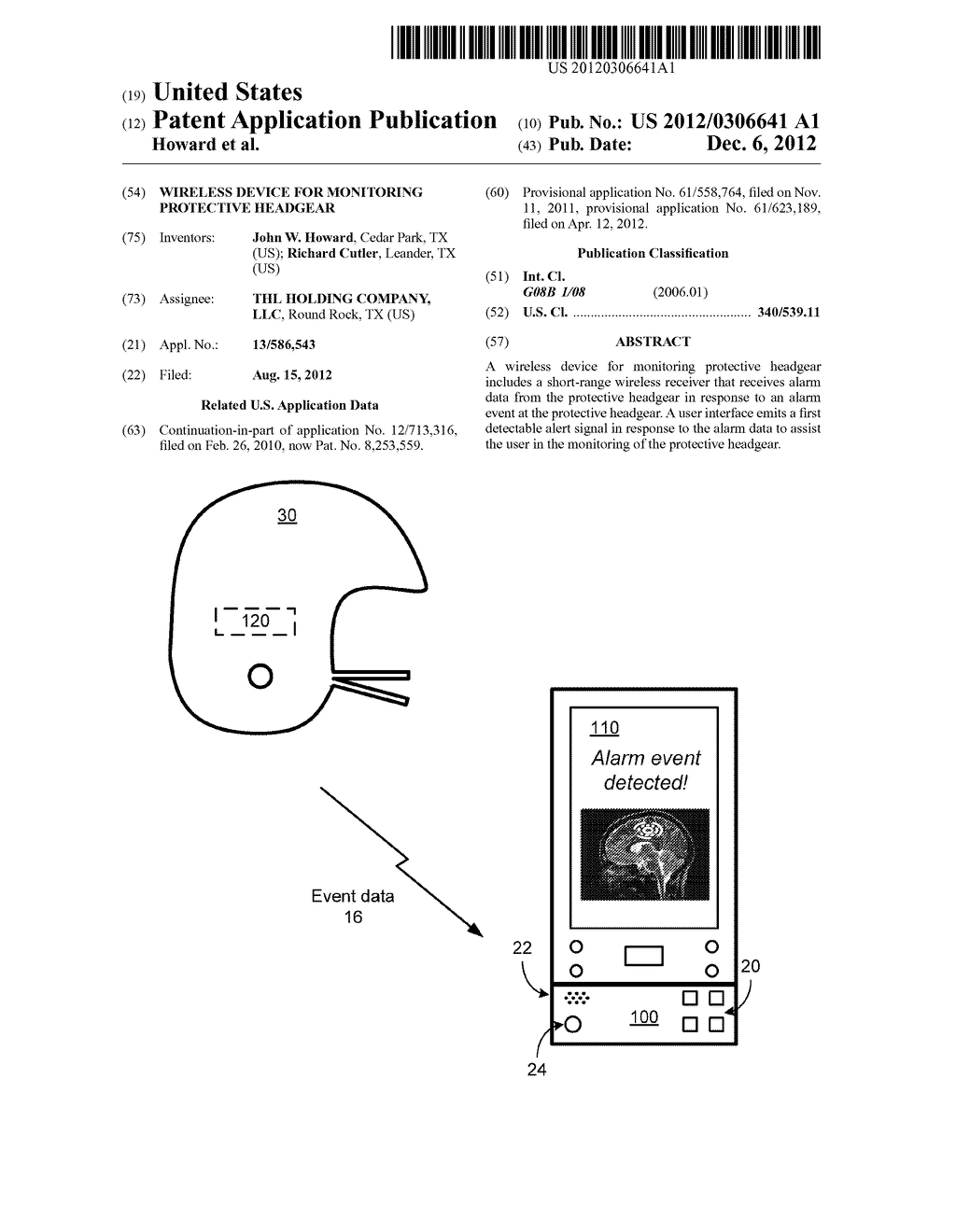 WIRELESS DEVICE FOR MONITORING PROTECTIVE HEADGEAR - diagram, schematic, and image 01