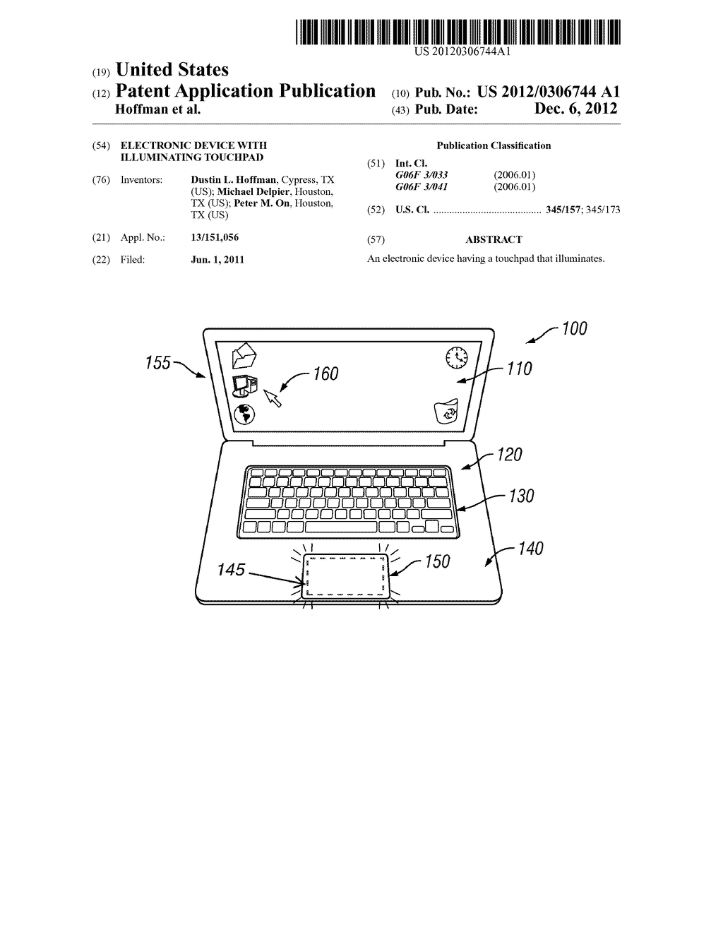 ELECTRONIC DEVICE WITH ILLUMINATING TOUCHPAD - diagram, schematic, and image 01