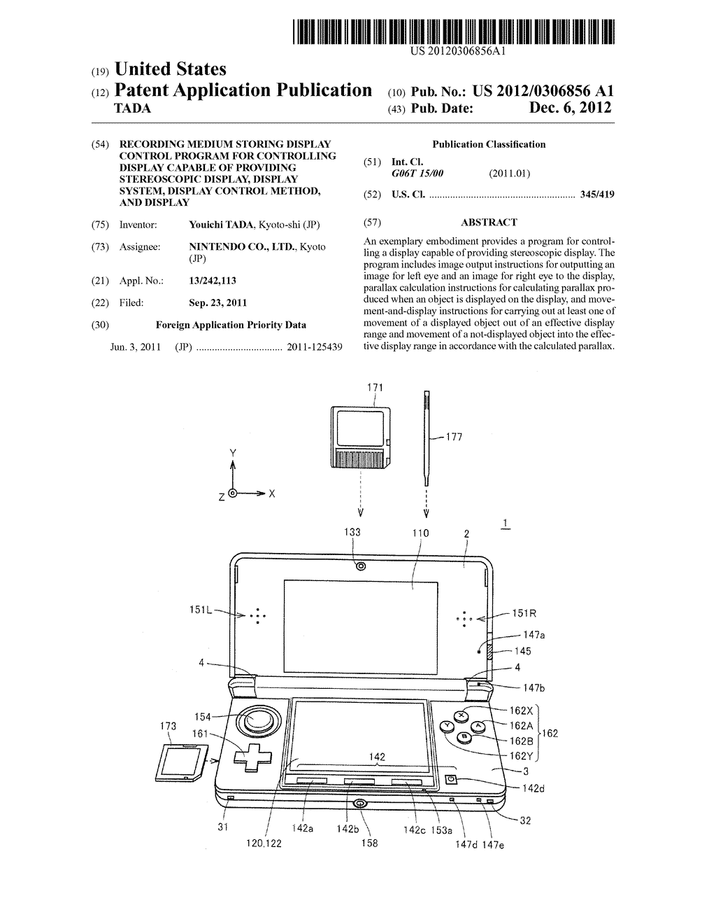 RECORDING MEDIUM STORING DISPLAY CONTROL PROGRAM FOR CONTROLLING DISPLAY     CAPABLE OF PROVIDING STEREOSCOPIC DISPLAY, DISPLAY SYSTEM, DISPLAY     CONTROL METHOD, AND DISPLAY - diagram, schematic, and image 01