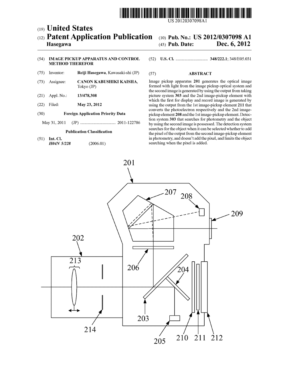 IMAGE PICKUP APPARATUS AND CONTROL METHOD THEREFOR - diagram, schematic, and image 01