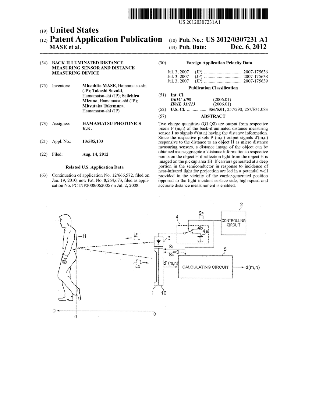 BACK-ILLUMINATED DISTANCE MEASURING SENSOR AND DISTANCE MEASURING DEVICE - diagram, schematic, and image 01