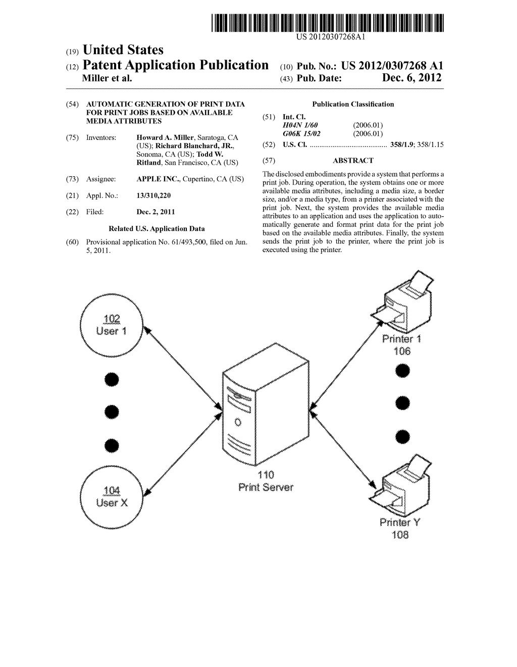 AUTOMATIC GENERATION OF PRINT DATA FOR PRINT JOBS BASED ON AVAILABLE MEDIA     ATTRIBUTES - diagram, schematic, and image 01