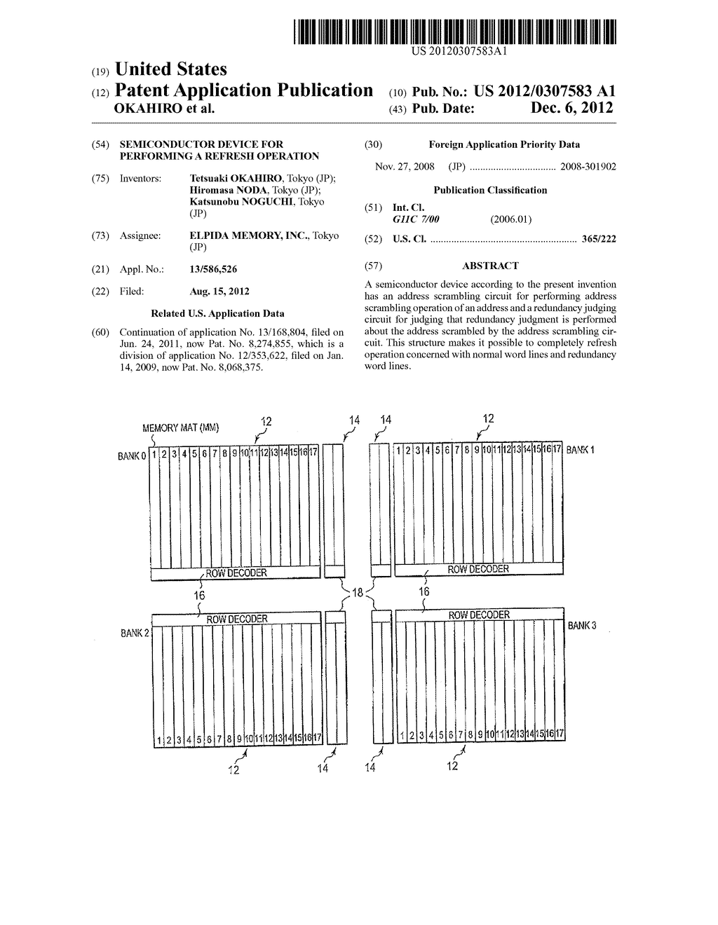 SEMICONDUCTOR DEVICE FOR PERFORMING A REFRESH OPERATION - diagram, schematic, and image 01