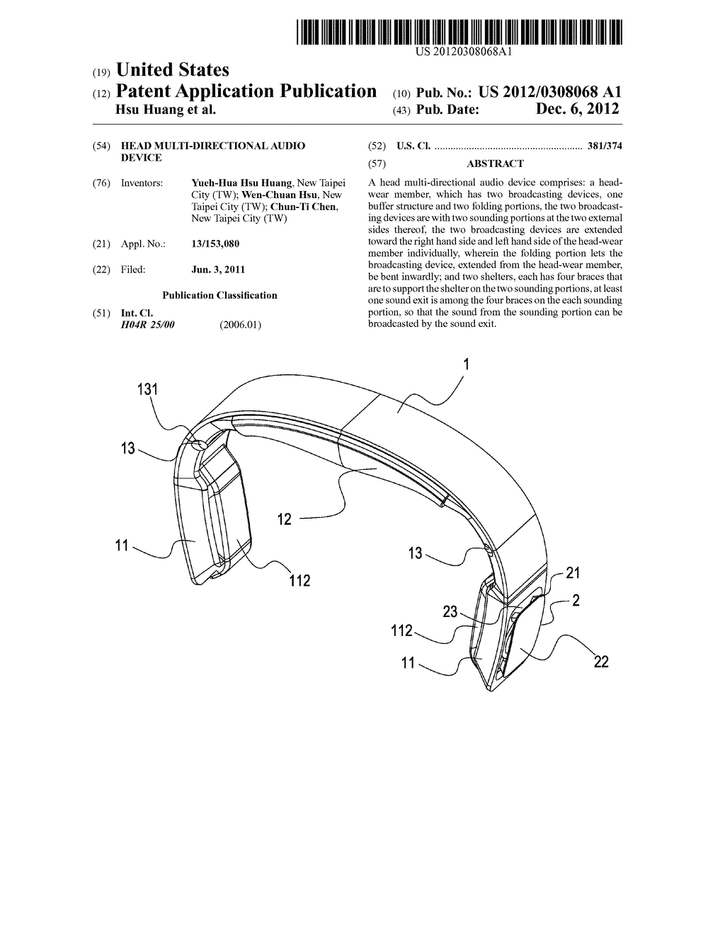 HEAD MULTI-DIRECTIONAL AUDIO DEVICE - diagram, schematic, and image 01