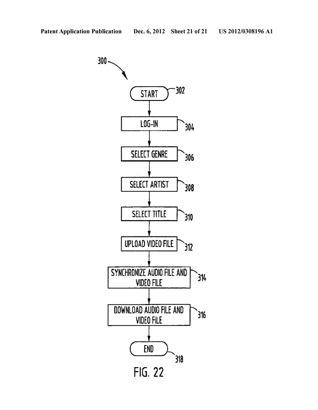 SYSTEM AND METHOD FOR UPLOADING AND DOWNLOADING A VIDEO FILE AND     SYNCHRONIZING VIDEOS WITH AN AUDIO FILE - diagram, schematic, and image 22