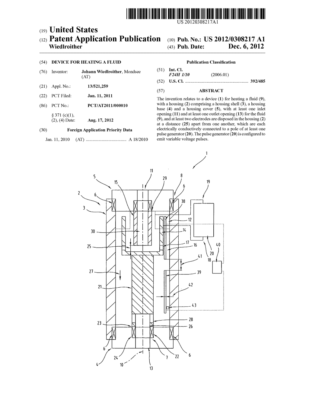 DEVICE FOR HEATING A FLUID - diagram, schematic, and image 01