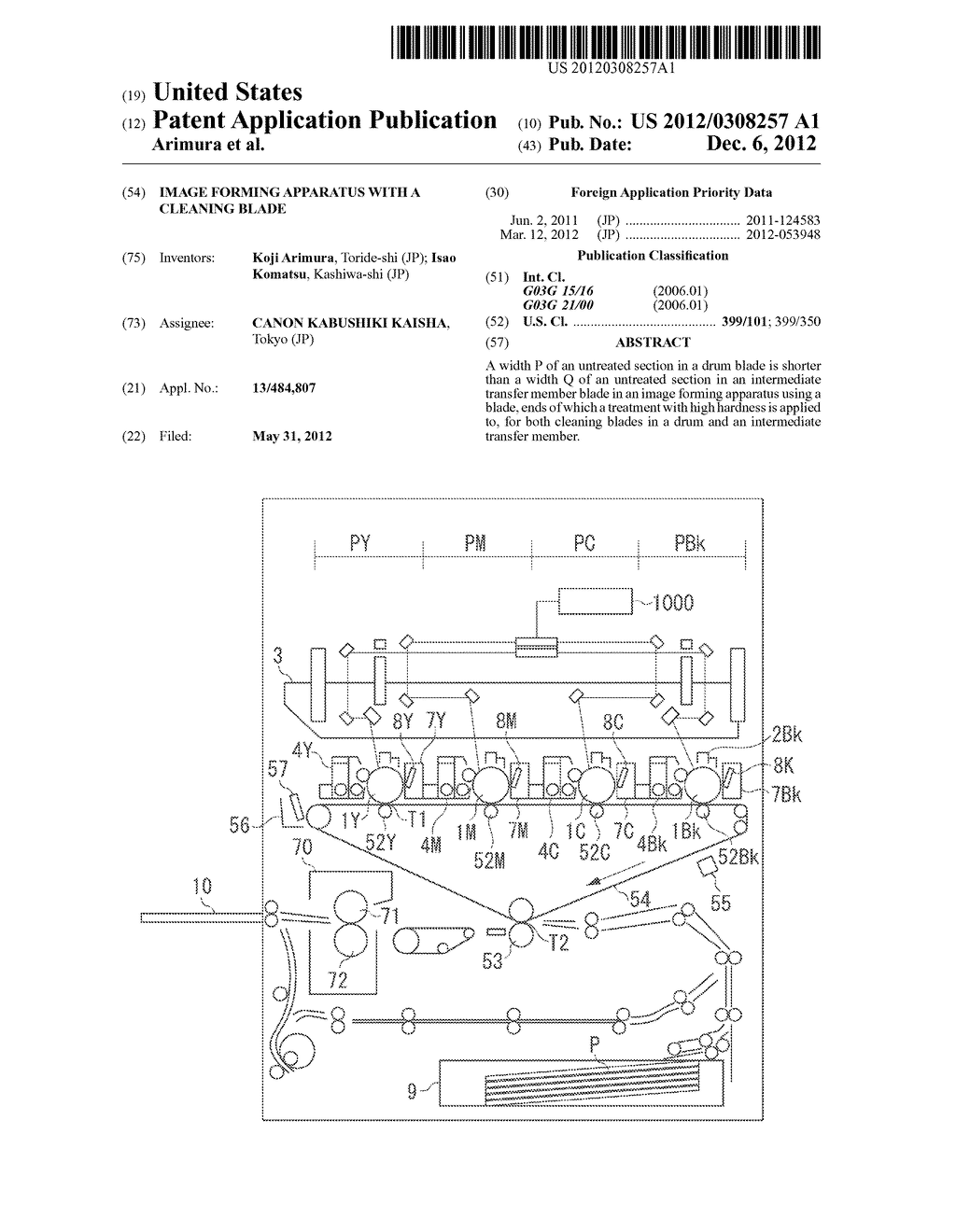 IMAGE FORMING APPARATUS WITH A CLEANING BLADE - diagram, schematic, and image 01