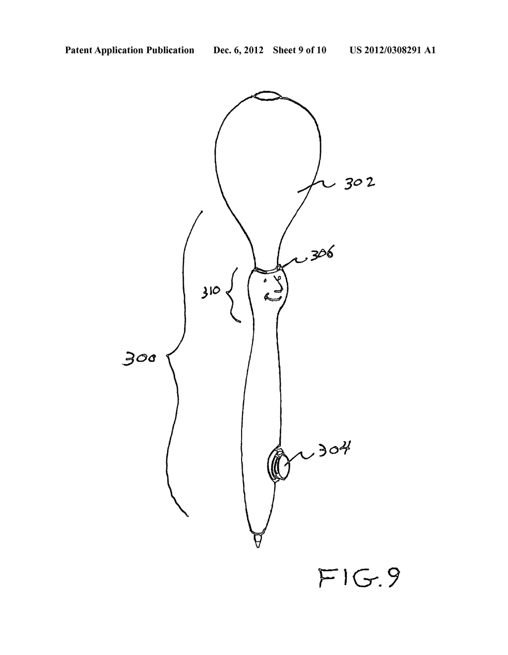 Novelty writing instrument with pneumatic feature - diagram, schematic, and image 10