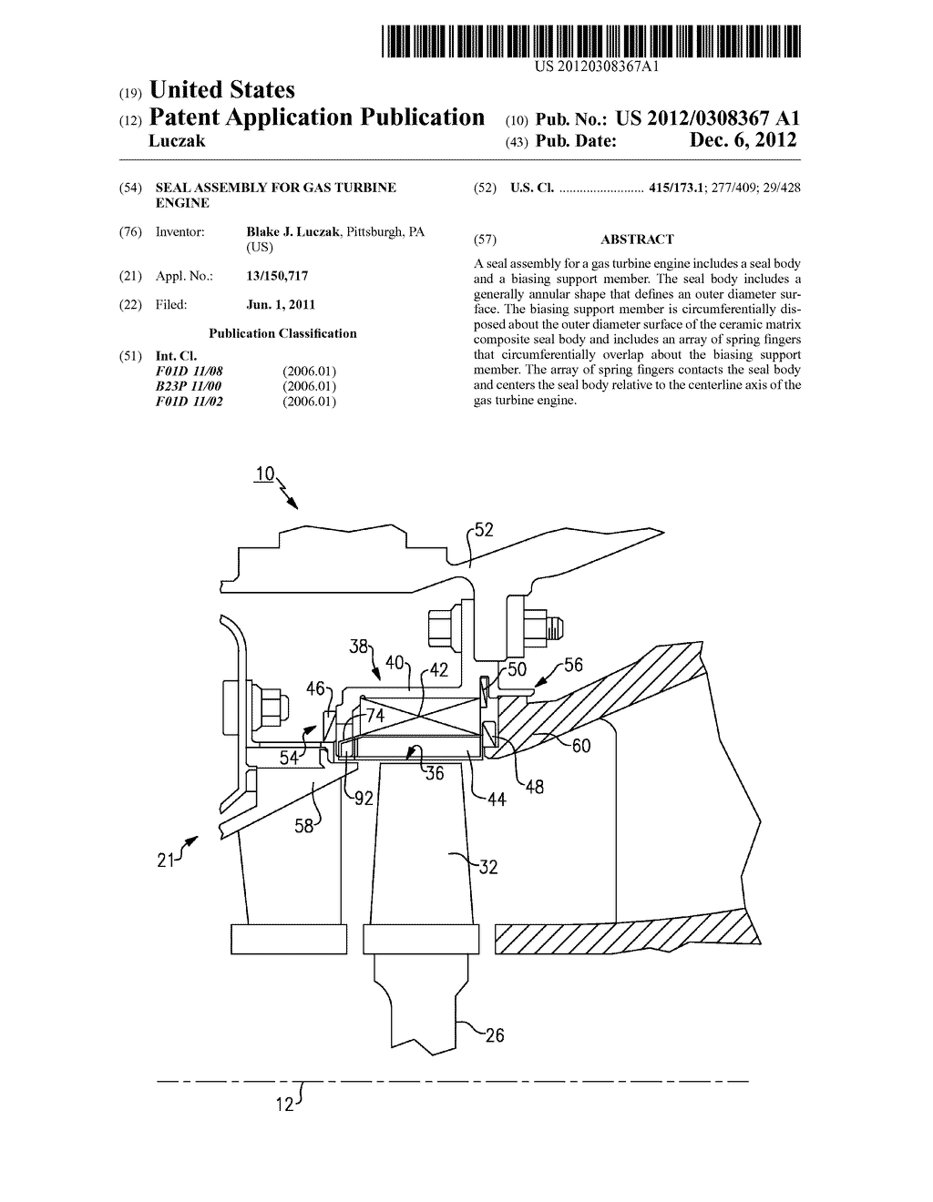 SEAL ASSEMBLY FOR GAS TURBINE ENGINE - diagram, schematic, and image 01