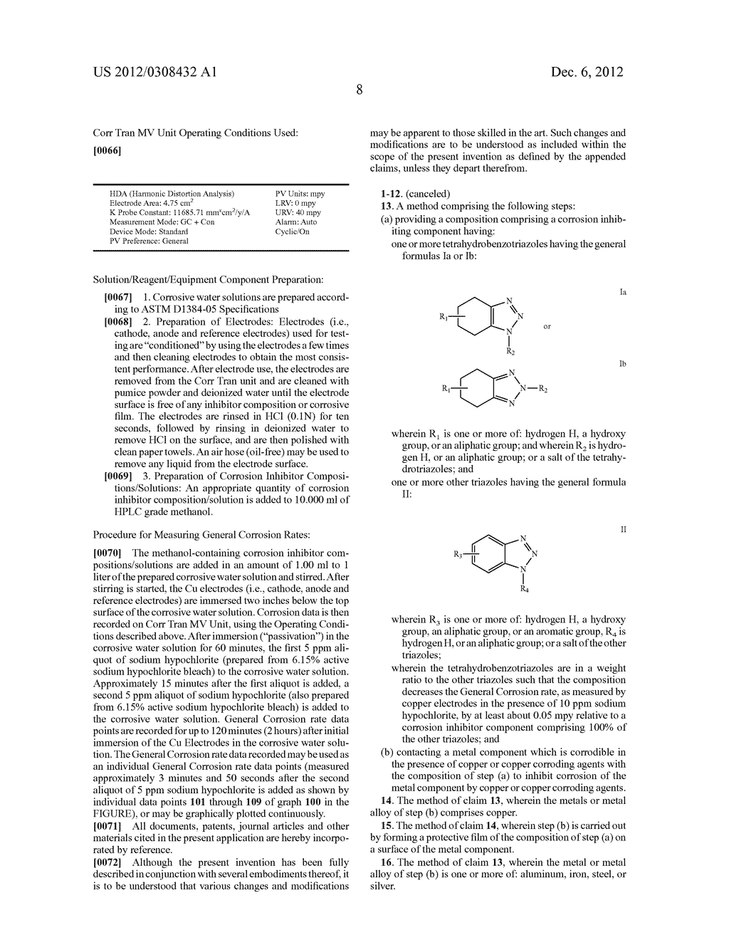 CORROSION INHIBITOR COMPOSITIONS COMPRISING TETRAHYDROBENZOTRIAZOLES AND     OTHER TRIAZOLES AND METHODS FOR USING SAME - diagram, schematic, and image 10