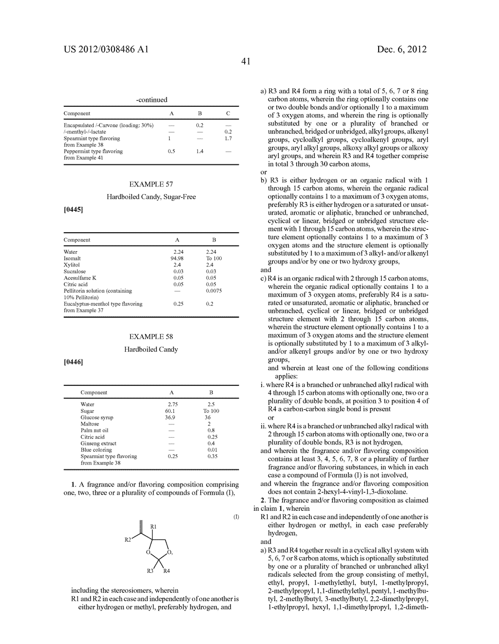 Fragrance and/or flavoring compositions containing dioxolanes - diagram, schematic, and image 42
