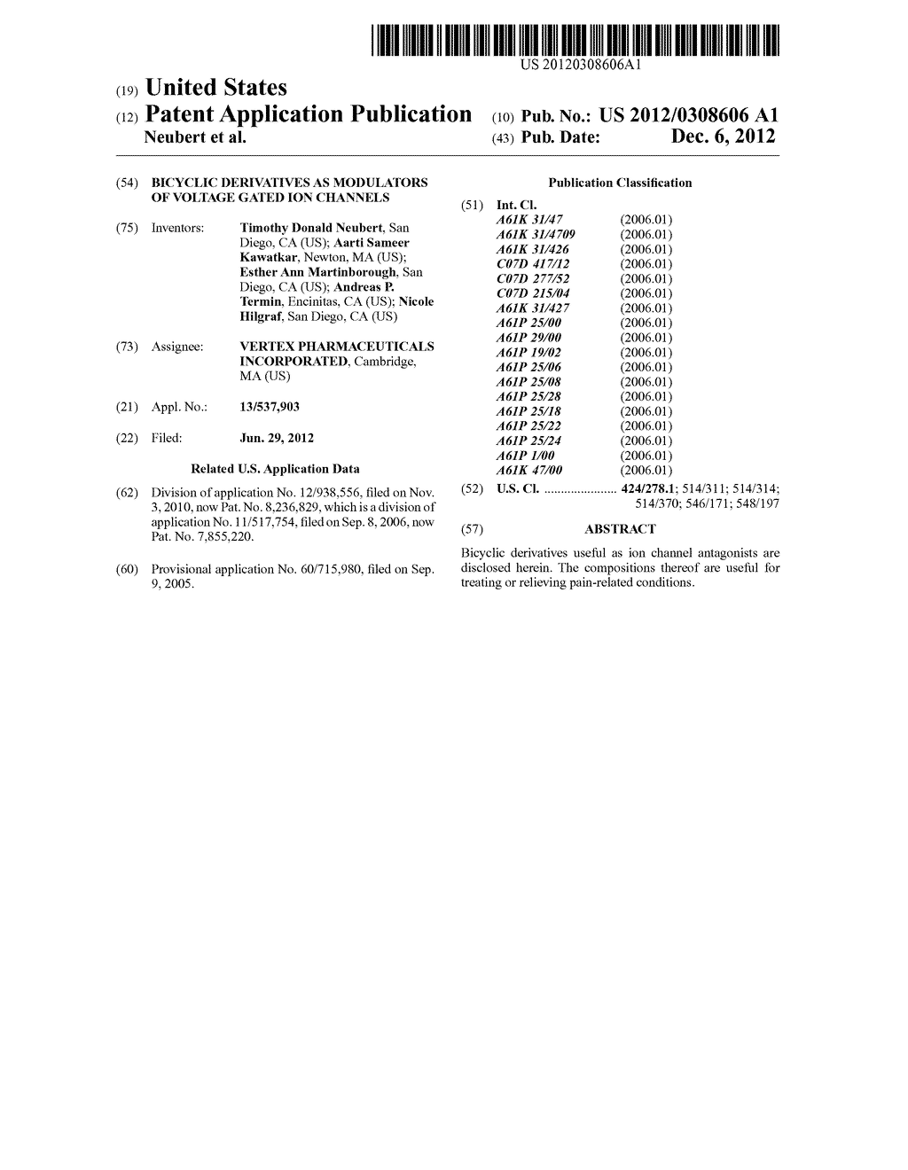 BICYCLIC DERIVATIVES AS MODULATORS OF VOLTAGE GATED ION CHANNELS - diagram, schematic, and image 01