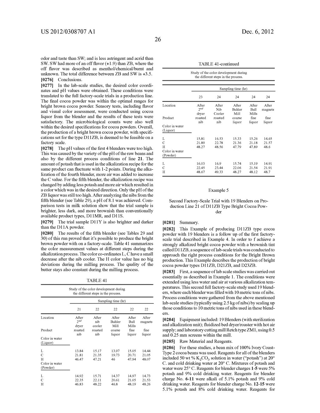 METHOD OF PRODUCING HIGH-BRIGHTNESS COCOA POWDER AND RELATED COMPOSITIONS - diagram, schematic, and image 53