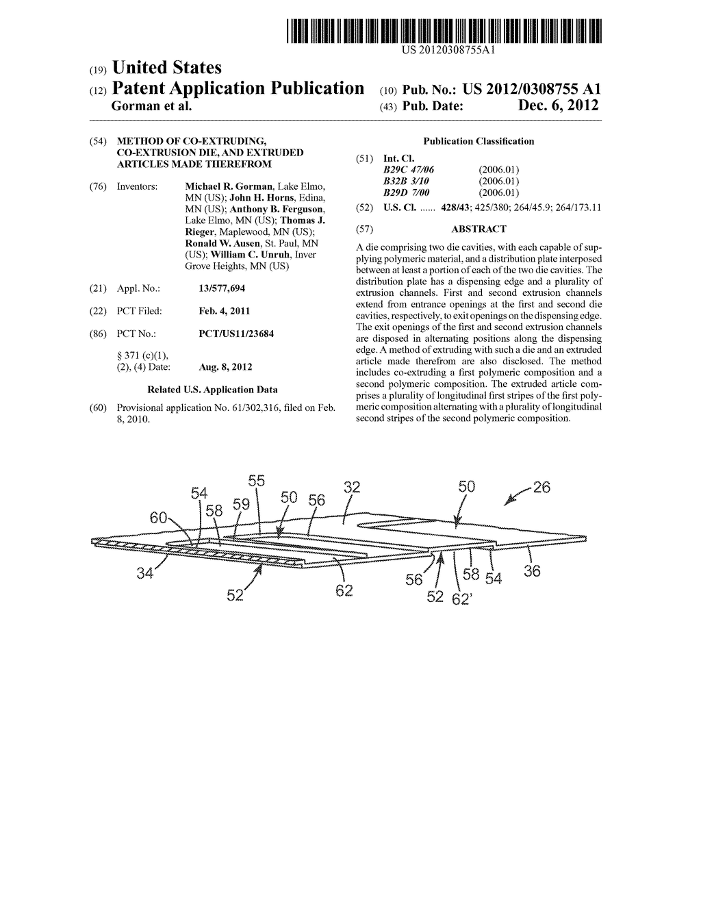 METHOD OF CO-EXTRUDING, CO-EXTRUSION DIE, AND EXTRUDED ARTICLES MADE     THEREFROM - diagram, schematic, and image 01