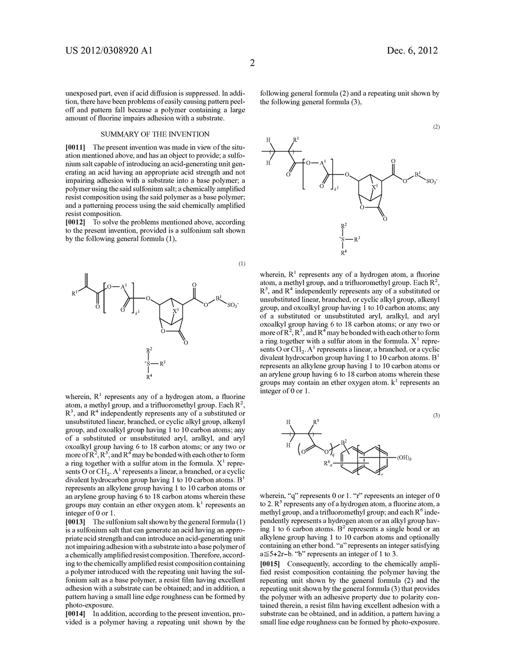 SULFONIUM SALT, POLYMER, CHEMICALLY AMPLIFIED RESIST COMPOSITION USING     SAID POLYMER, AND RESIST PATTERNING PROCESS - diagram, schematic, and image 03