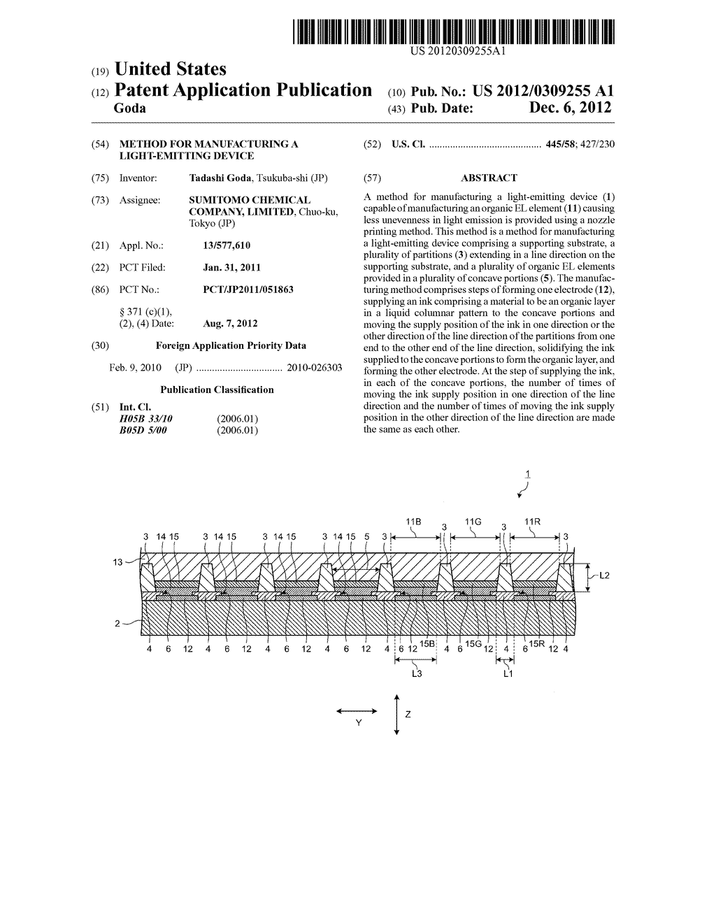 METHOD FOR MANUFACTURING A LIGHT-EMITTING DEVICE - diagram, schematic, and image 01