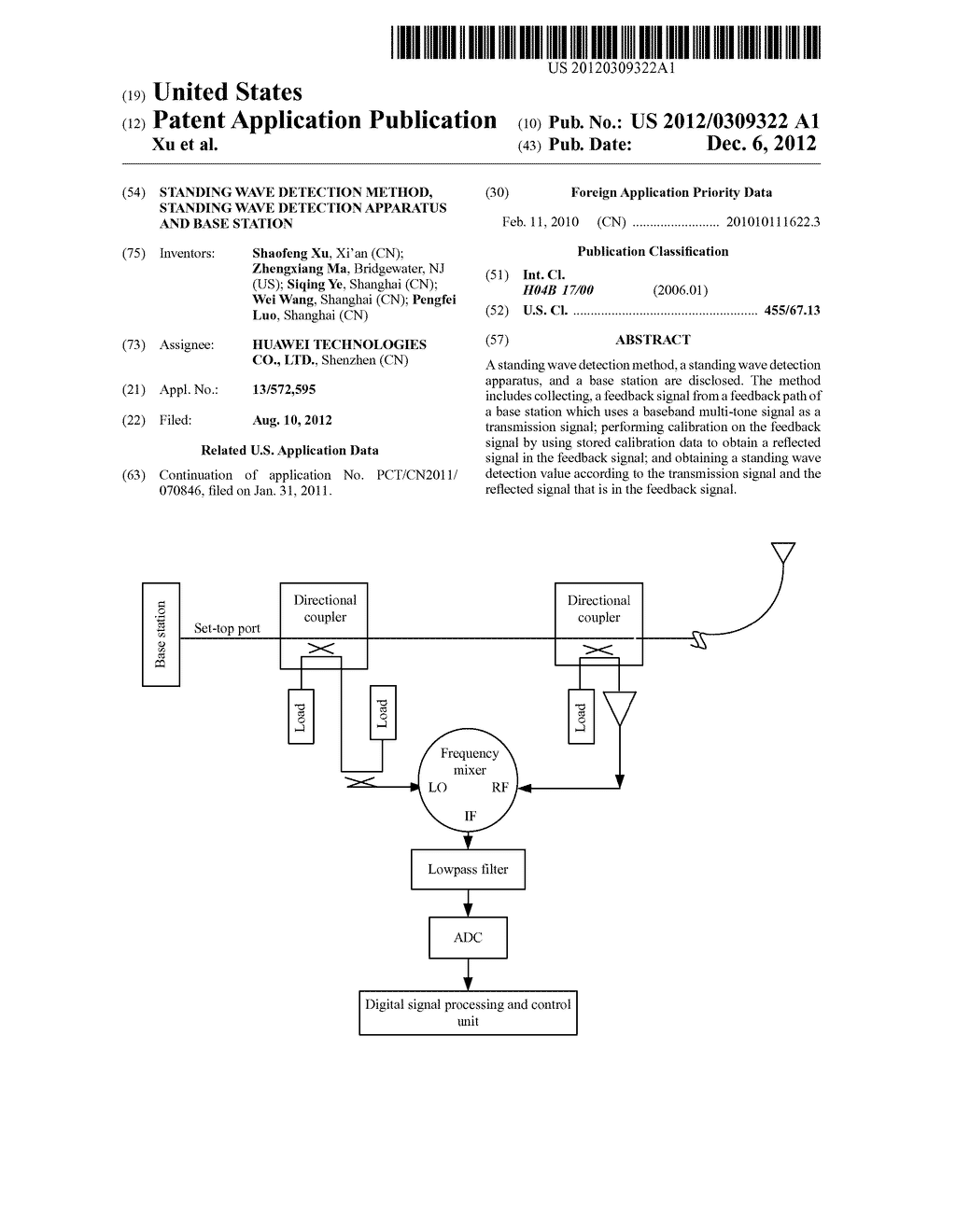 Standing Wave Detection Method, Standing Wave Detection Apparatus and Base     Station - diagram, schematic, and image 01