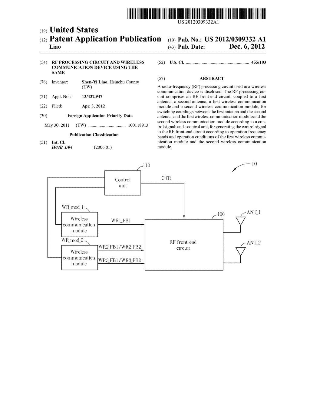 RF Processing Circuit and Wireless Communication Device Using the Same - diagram, schematic, and image 01