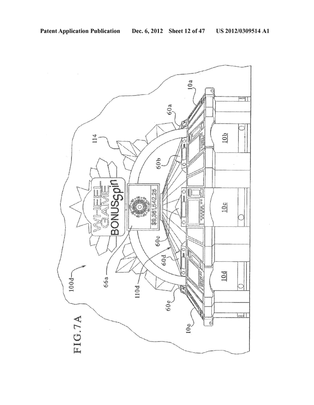 GAMING SYSTEM HAVING MULTIPLE GAMING DEVICES THAT SHARE A MULTI-OUTCOME     DISPLAY - diagram, schematic, and image 13