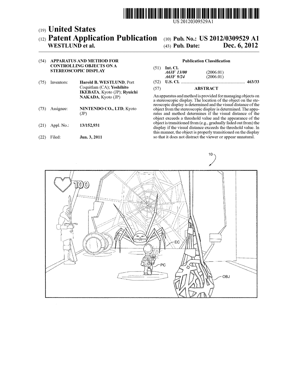 APPARATUS AND METHOD FOR CONTROLLING OBJECTS ON A STEREOSCOPIC DISPLAY - diagram, schematic, and image 01