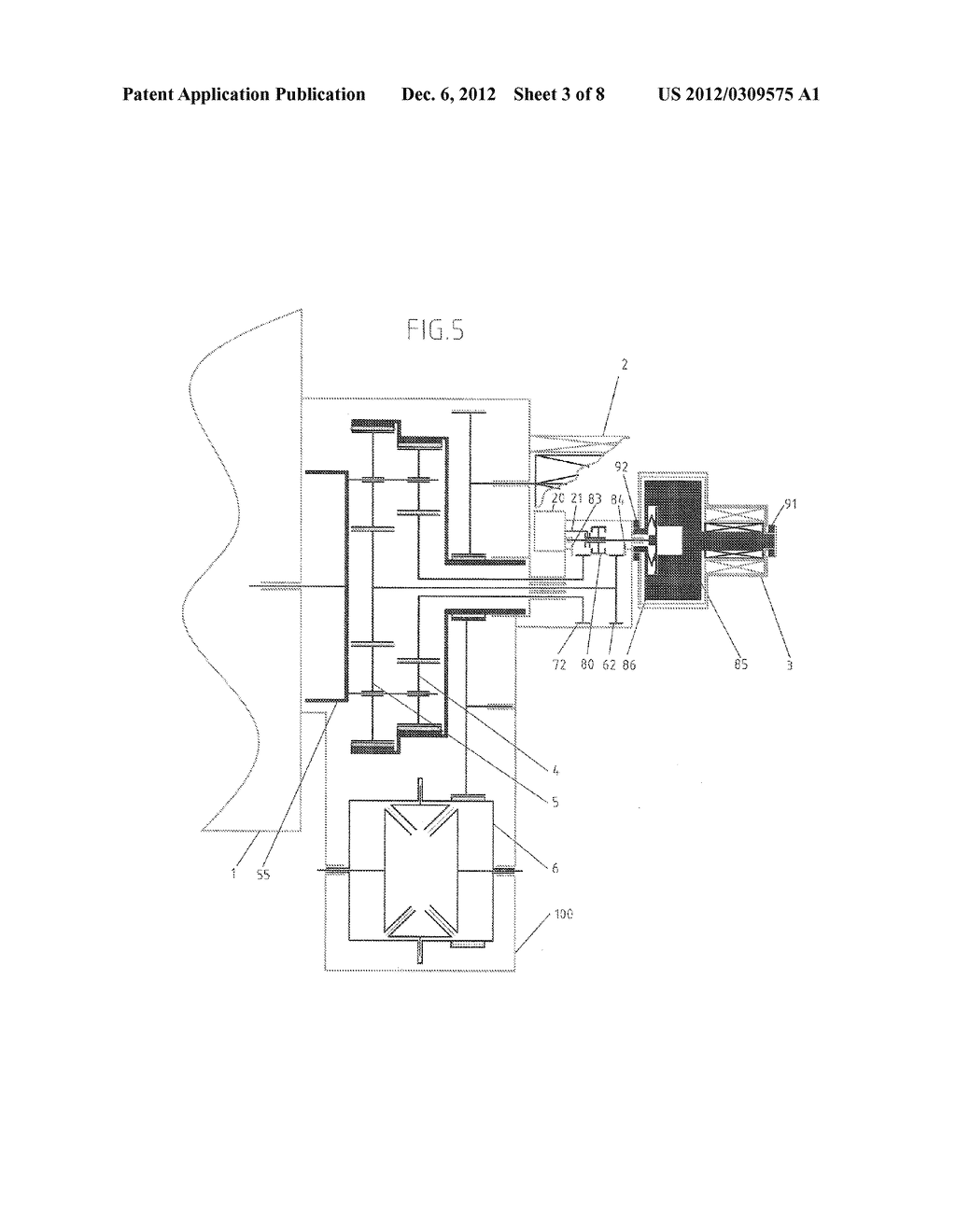 Flywheel to recover kinetic energy for hybrid vehicle which has two     planetary gears mechanisms for power derivation - diagram, schematic, and image 04