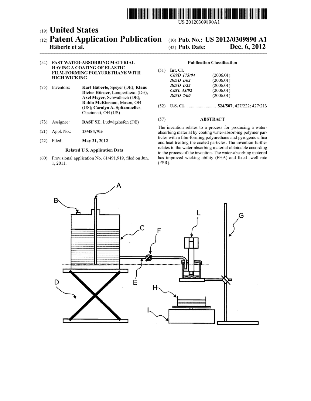 Fast Water-Absorbing Material Having a Coating of Elastic Film-Forming     Polyurethane with High Wicking - diagram, schematic, and image 01