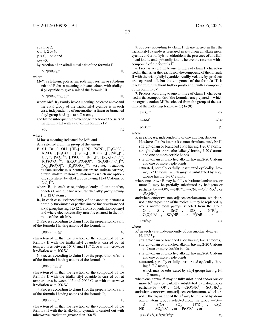 PROCESS FOR THE PREPARATION OF PERFLUOROALKYLCYANO- OR     PERFLUOROALKYLCYANOFLUOROBORATES - diagram, schematic, and image 28