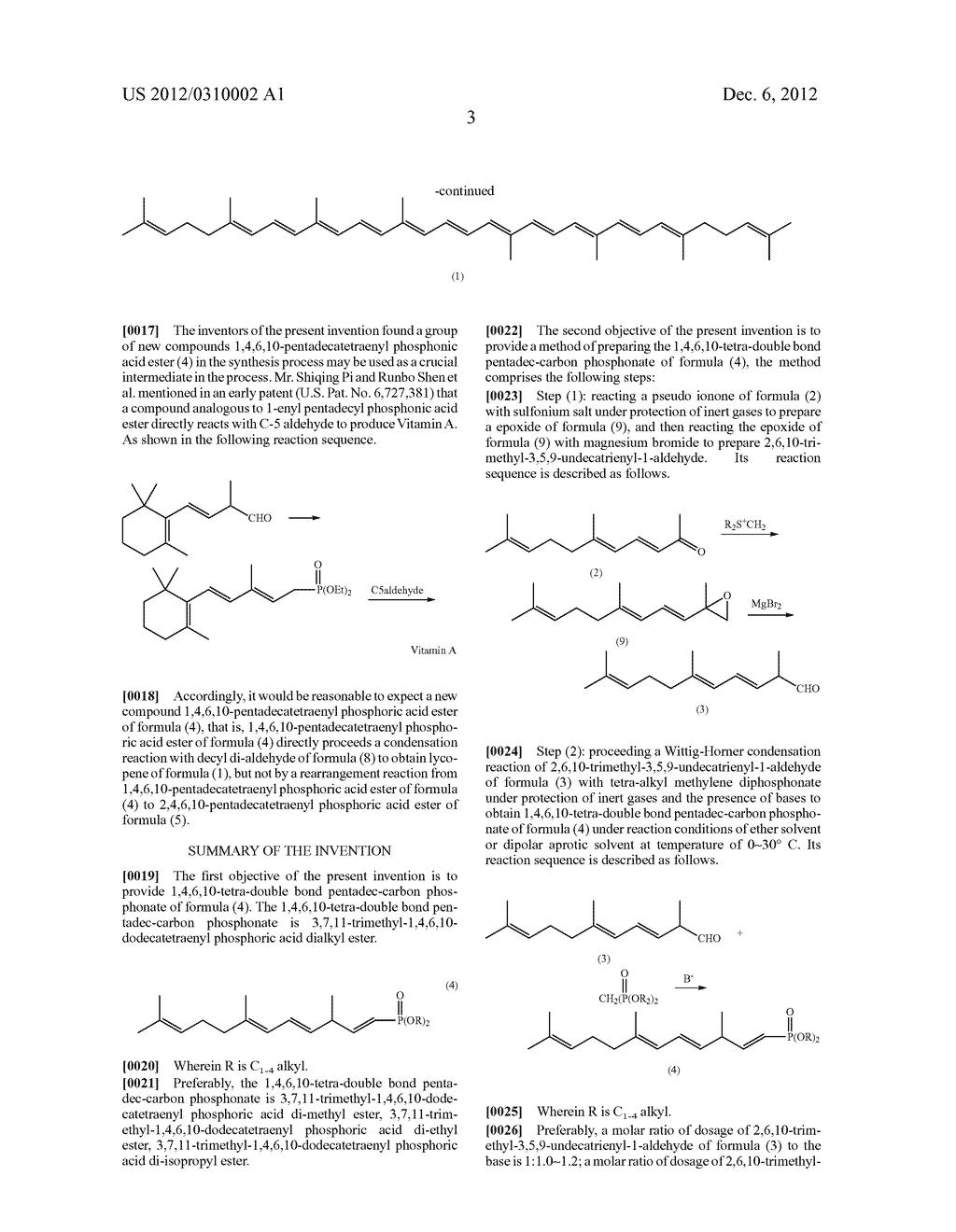 1,4,6,10-Tetra-Double Bond Pentadec-Carbon Phosphonate, Preparation Method     Thereof, And Preparation Method Of Lycopene Using The Same - diagram, schematic, and image 04