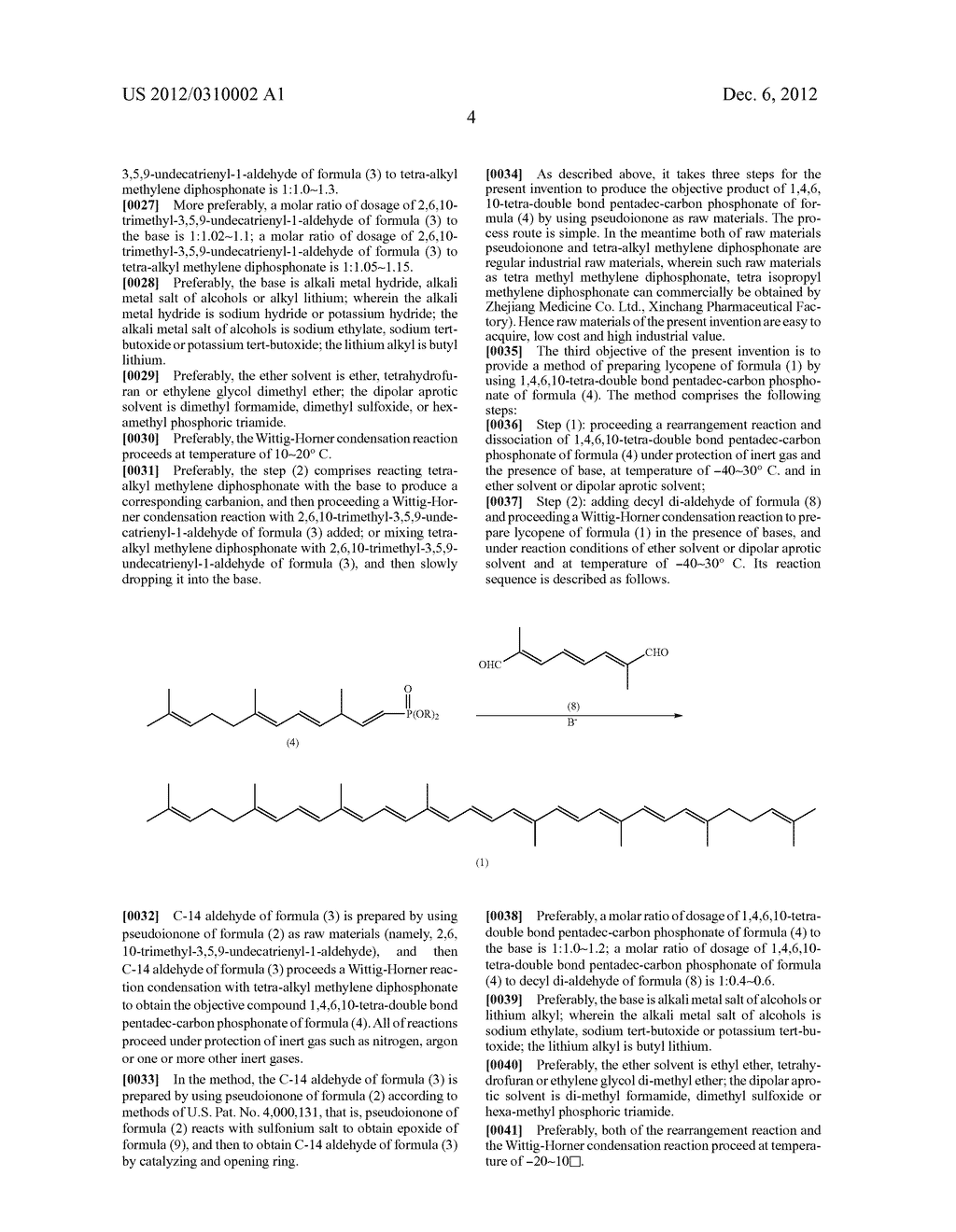 1,4,6,10-Tetra-Double Bond Pentadec-Carbon Phosphonate, Preparation Method     Thereof, And Preparation Method Of Lycopene Using The Same - diagram, schematic, and image 05