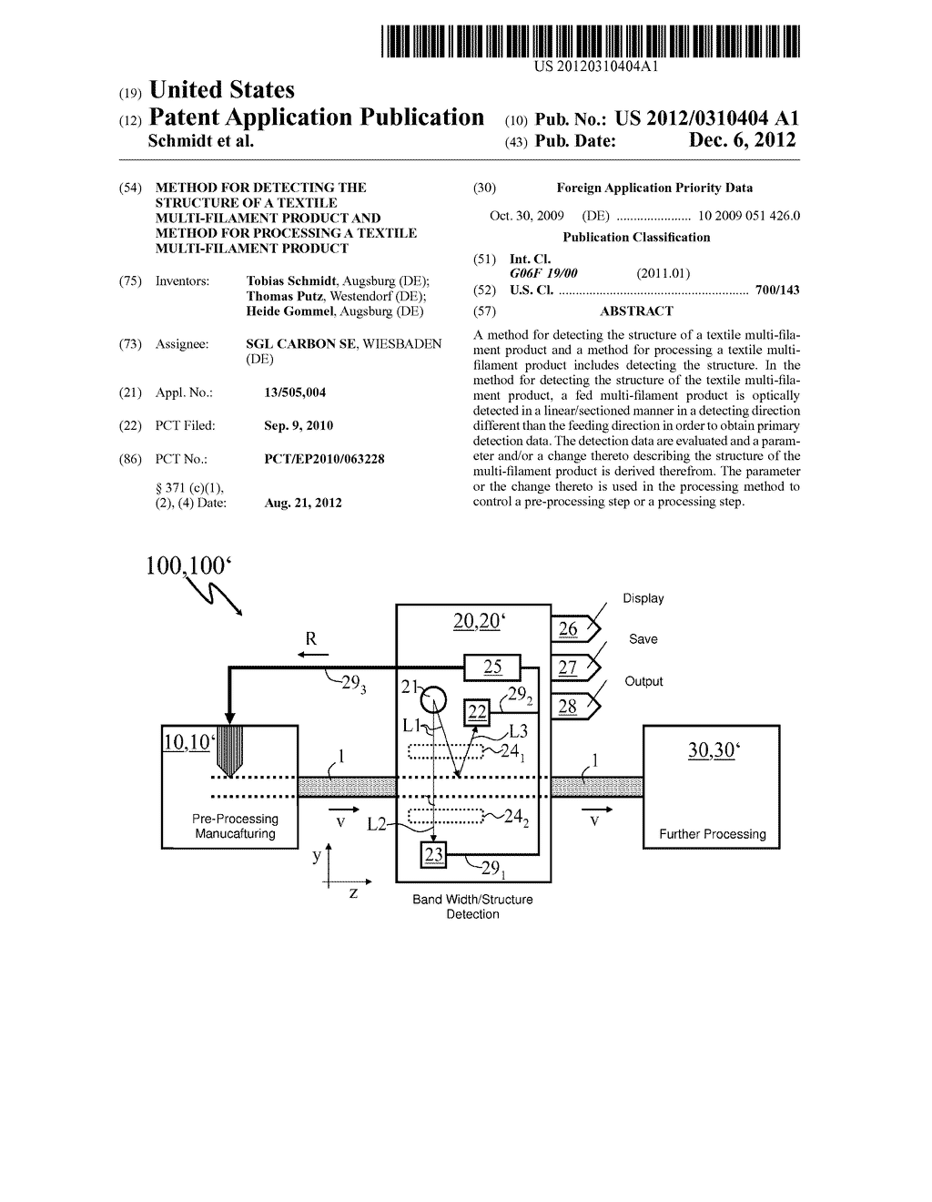 METHOD FOR DETECTING THE STRUCTURE OF A TEXTILE MULTI-FILAMENT PRODUCT AND     METHOD FOR PROCESSING A TEXTILE MULTI-FILAMENT PRODUCT - diagram, schematic, and image 01