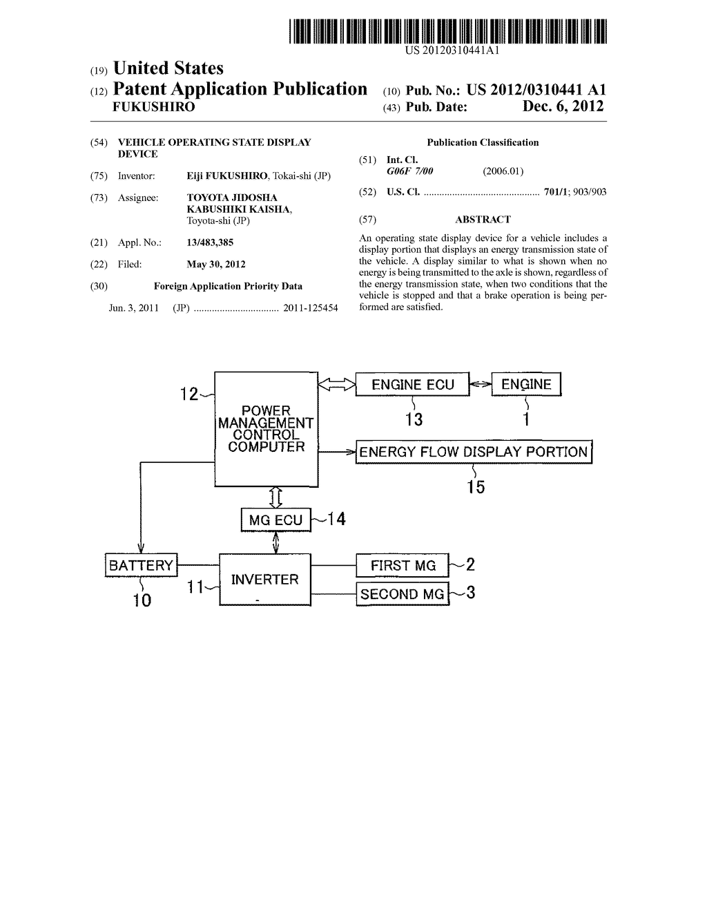 VEHICLE OPERATING STATE DISPLAY DEVICE - diagram, schematic, and image 01