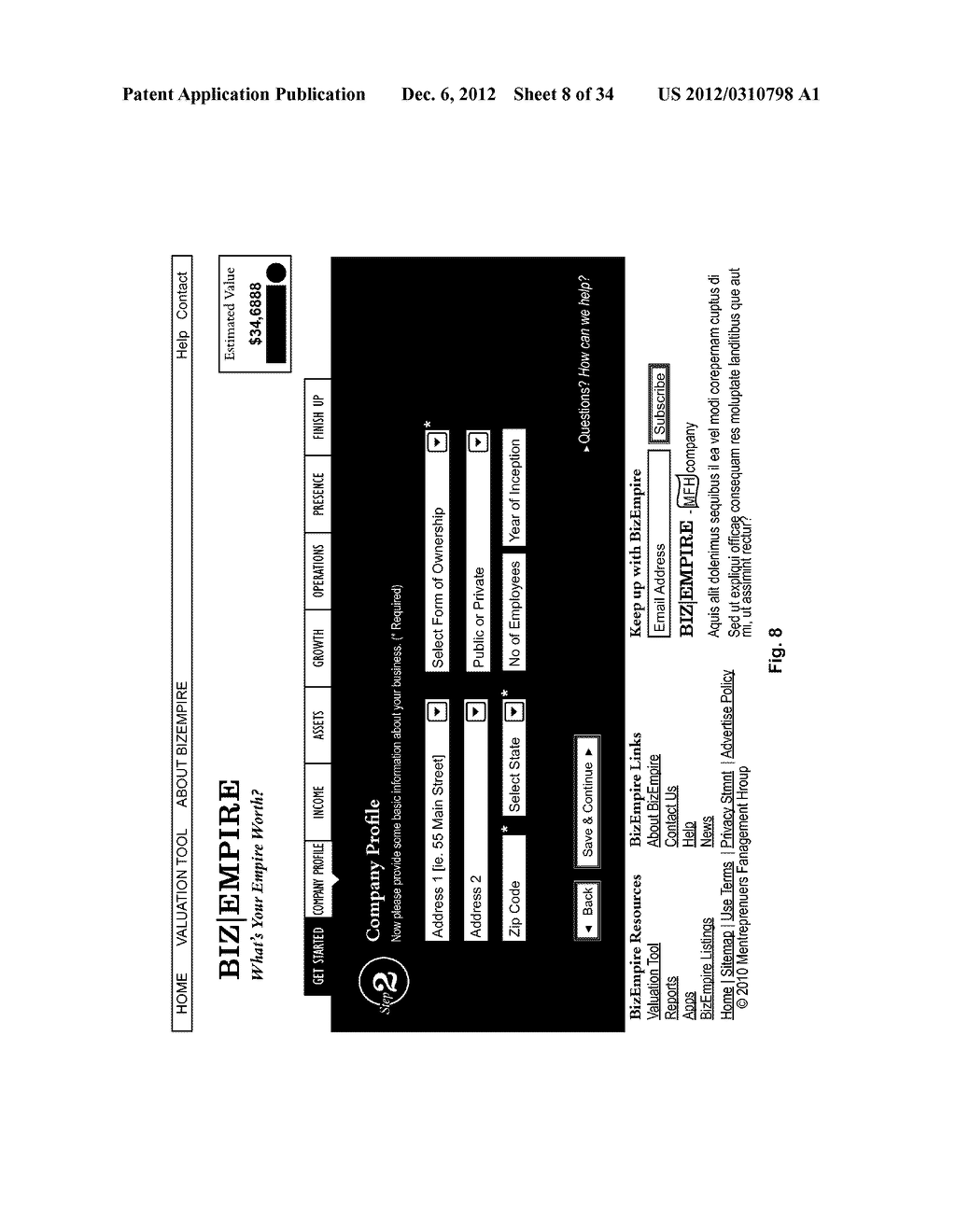 ENGINE, SYSTEM AND METHOD OF PROVIDING CLOUD-BASED BUSINESS VALUATION AND     ASSOCIATED SERVICES - diagram, schematic, and image 09