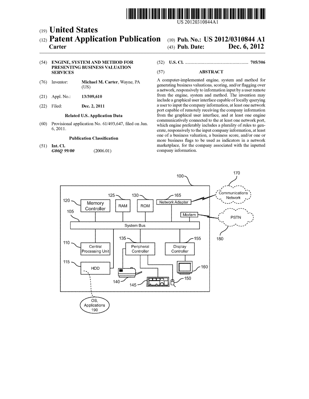 ENGINE, SYSTEM AND METHOD FOR PRESENTING BUSINESS VALUATION SERVICES - diagram, schematic, and image 01