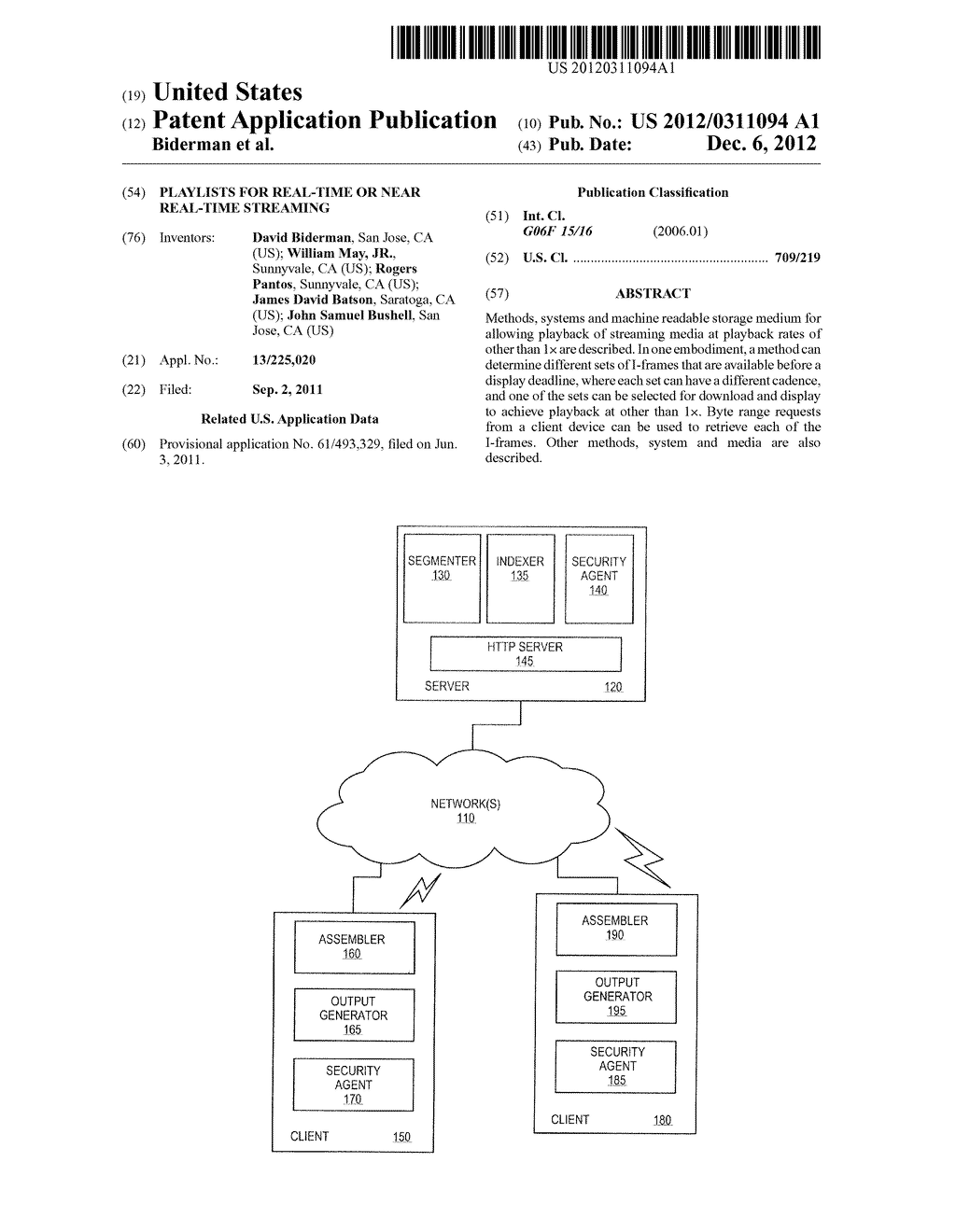 PLAYLISTS FOR REAL-TIME OR NEAR REAL-TIME STREAMING - diagram, schematic, and image 01