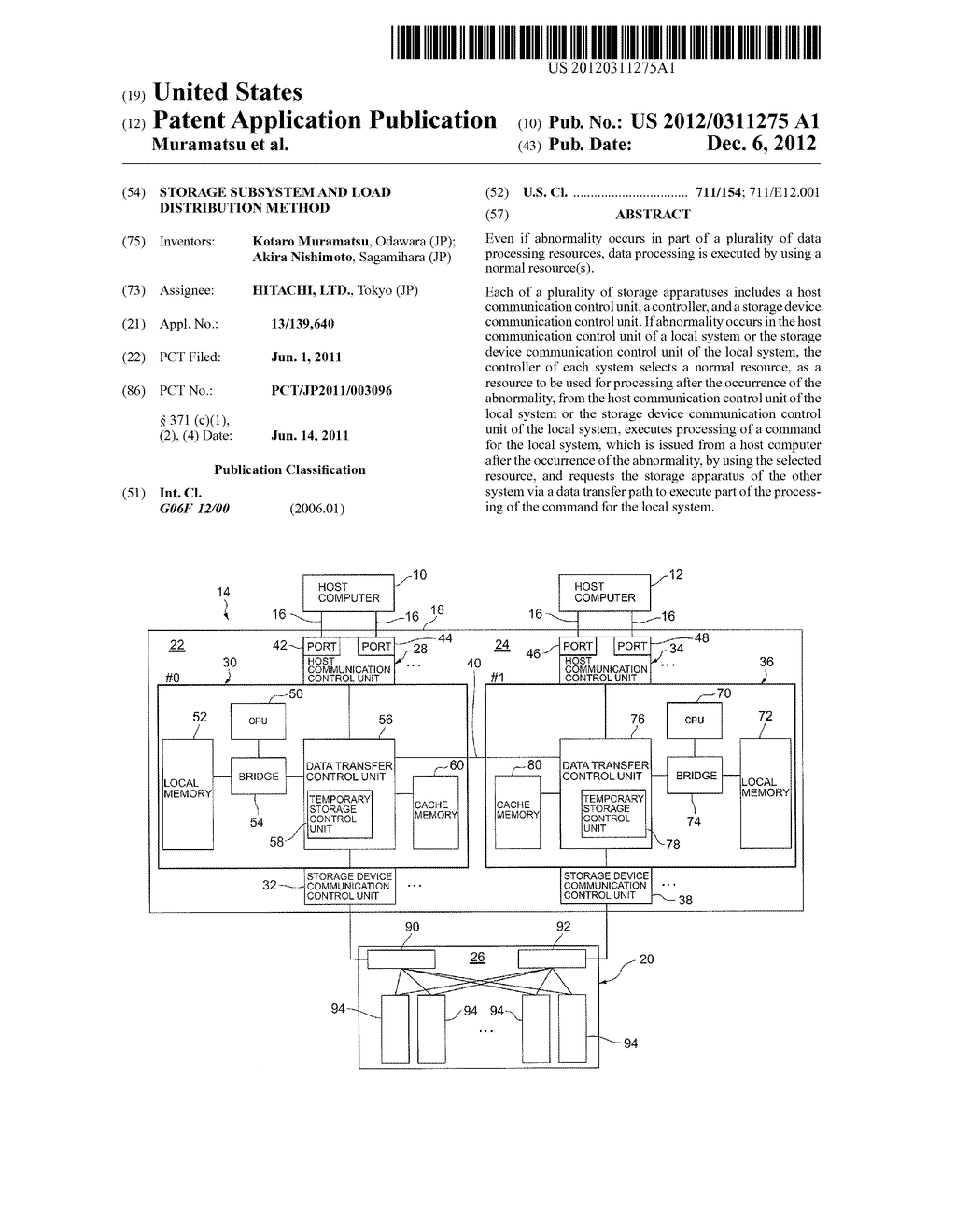 STORAGE SUBSYSTEM AND LOAD DISTRIBUTION METHOD - diagram, schematic, and image 01