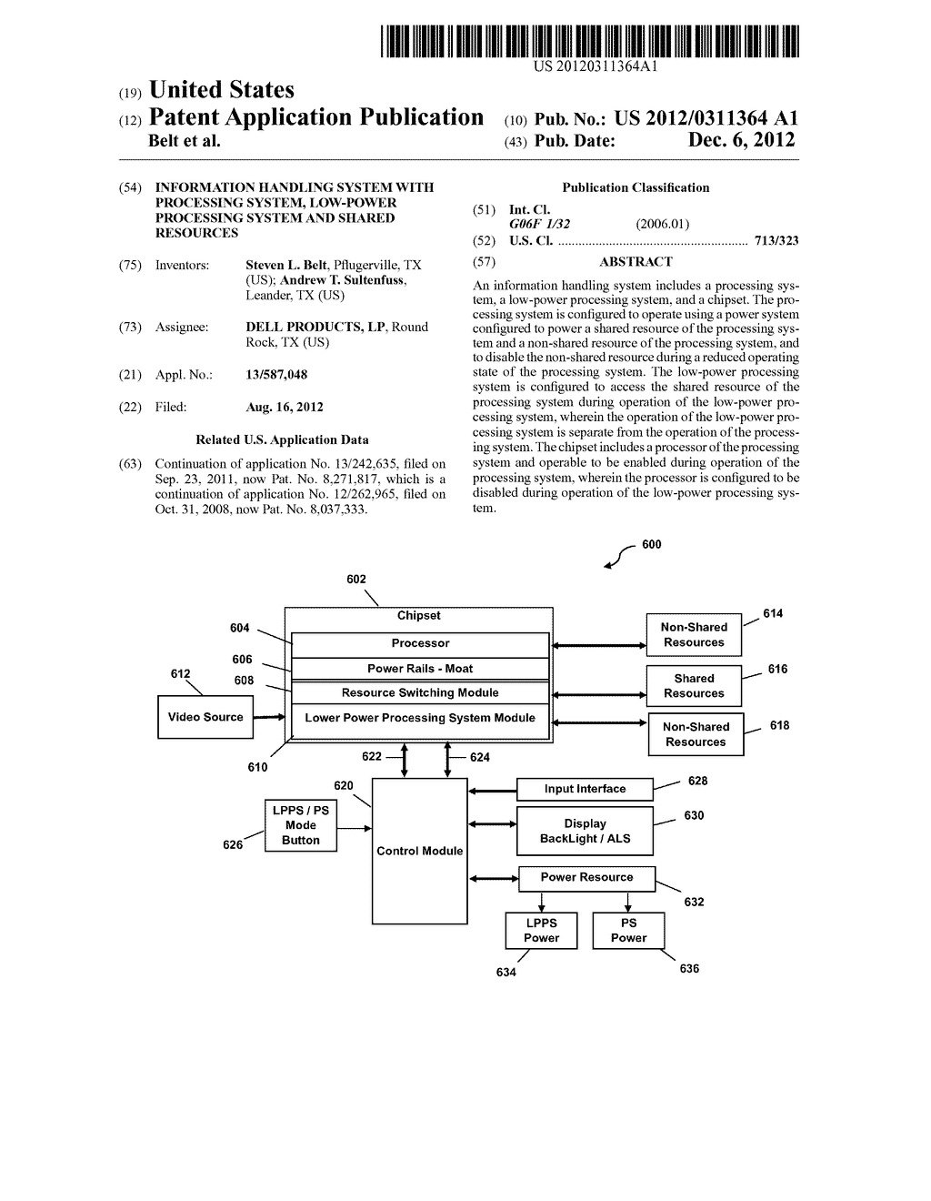 Information Handling System with Processing System, Low-power Processing     System and Shared Resources - diagram, schematic, and image 01