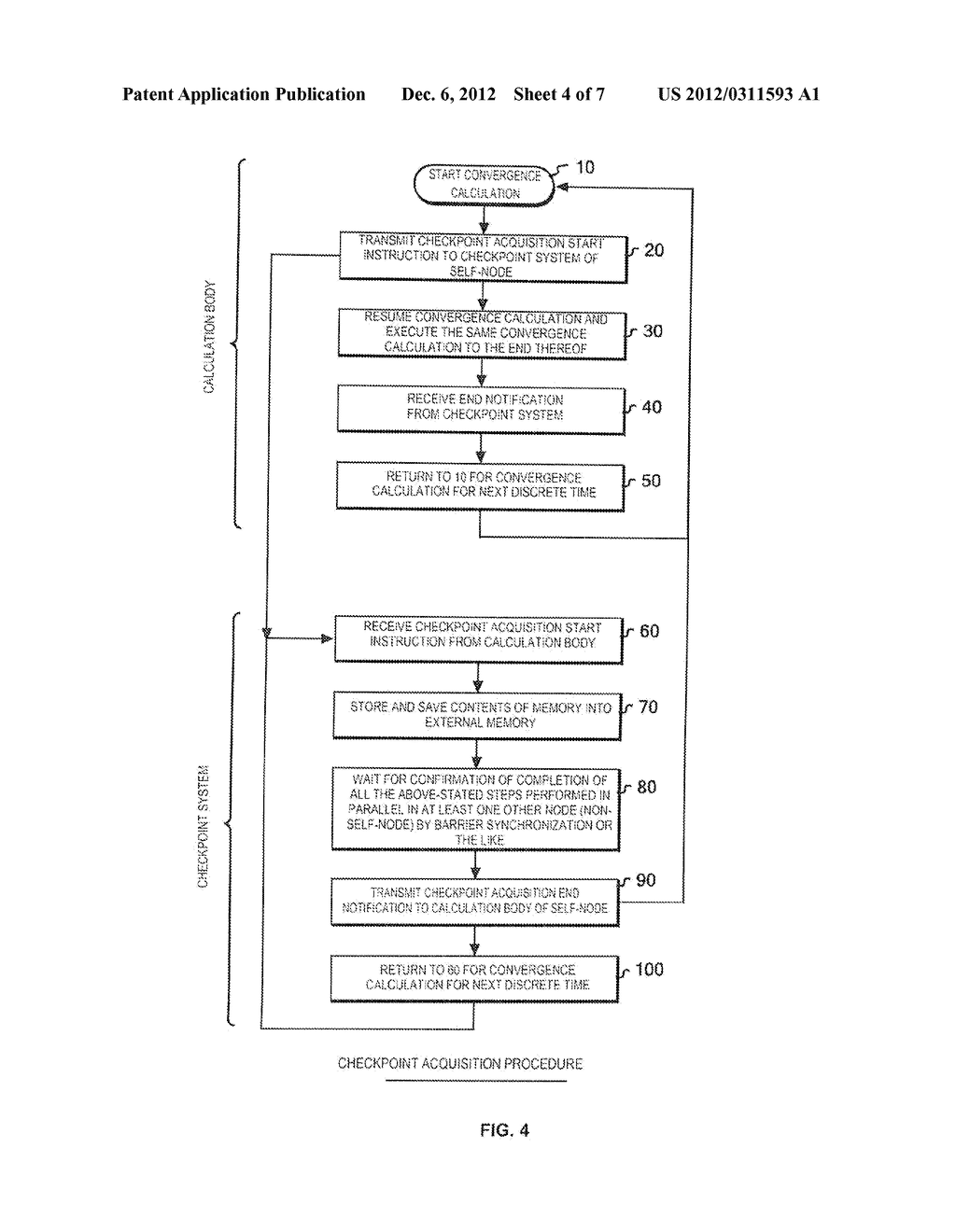 ASYNCHRONOUS CHECKPOINT ACQUISITION AND RECOVERY FROM THE CHECKPOINT IN     PARALLEL COMPUTER CALCULATION IN ITERATION METHOD - diagram, schematic, and image 05