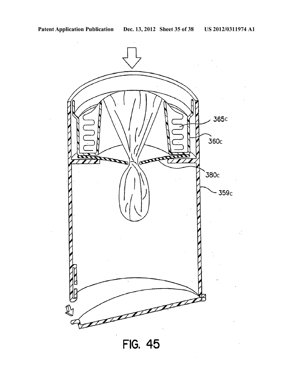 WASTE DISPOSAL DEVICE INCLUDING A DIAPHRAGM FOR TWISTING A FLEXIBLE TUBING     DISPENSED FROM A CARTRIDGE - diagram, schematic, and image 36