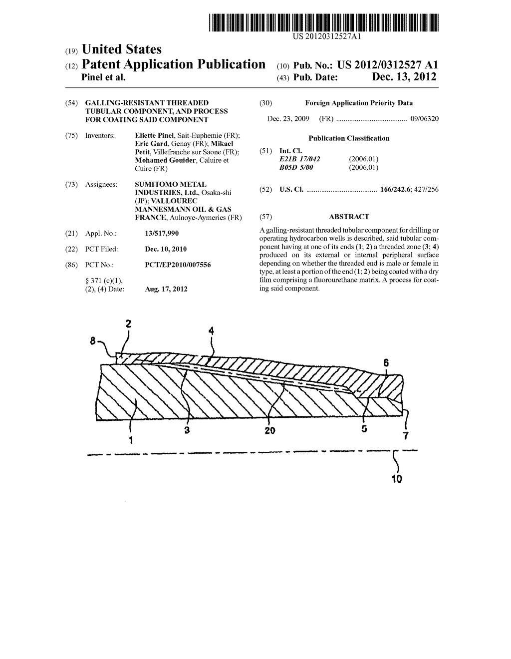 GALLING-RESISTANT THREADED TUBULAR COMPONENT, AND PROCESS FOR COATING SAID     COMPONENT - diagram, schematic, and image 01