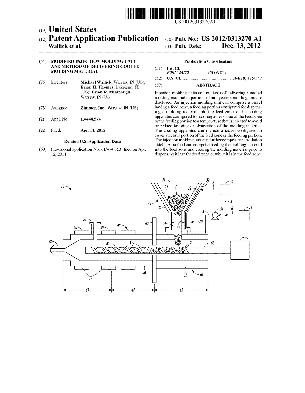 MODIFIED INJECTION MOLDING UNIT AND METHOD OF DELIVERING COOLED MOLDING     MATERIAL - diagram, schematic, and image 01