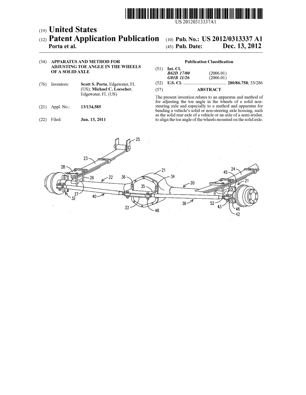 Apparatus and method for adjusting toe angle in the wheels of a solid axle - diagram, schematic, and image 01