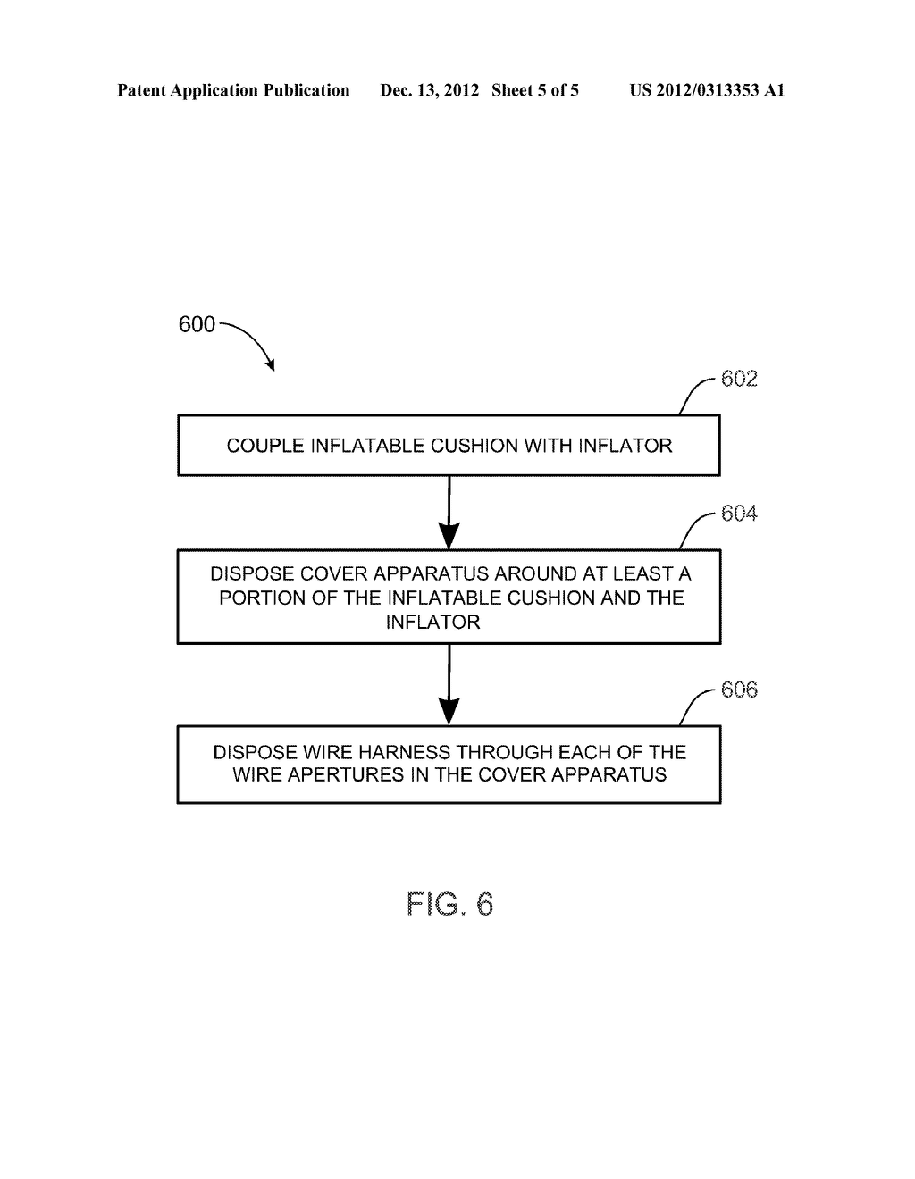 COVER APPARATUSES AND AIRBAG MODULES WITH COVER APPARATUSES FOR     FACILITATING ROUTING OF WIRE HARNESSES AND METHODS OF MAKING SUCH AIRBAG     MODULES - diagram, schematic, and image 06