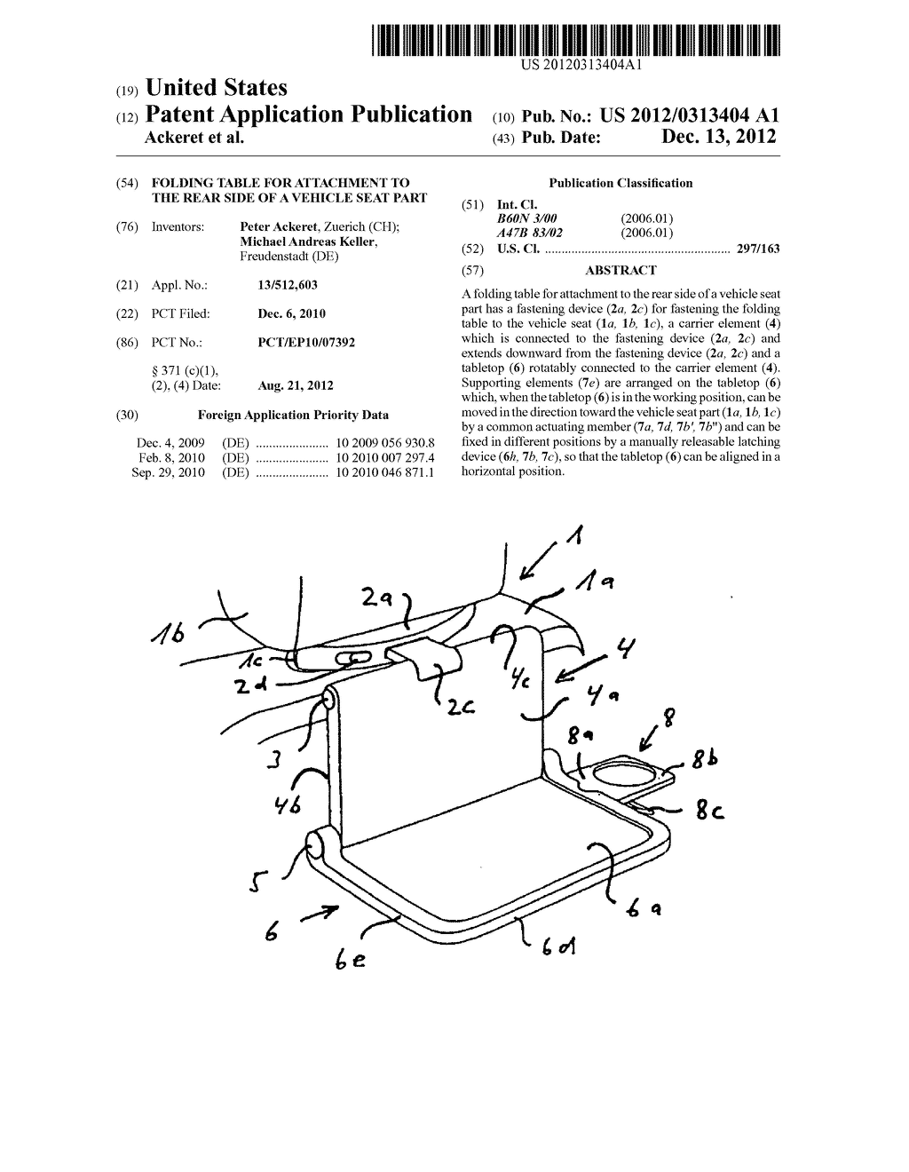 Folding table for attachment to the rear side of a vehicle seat part - diagram, schematic, and image 01