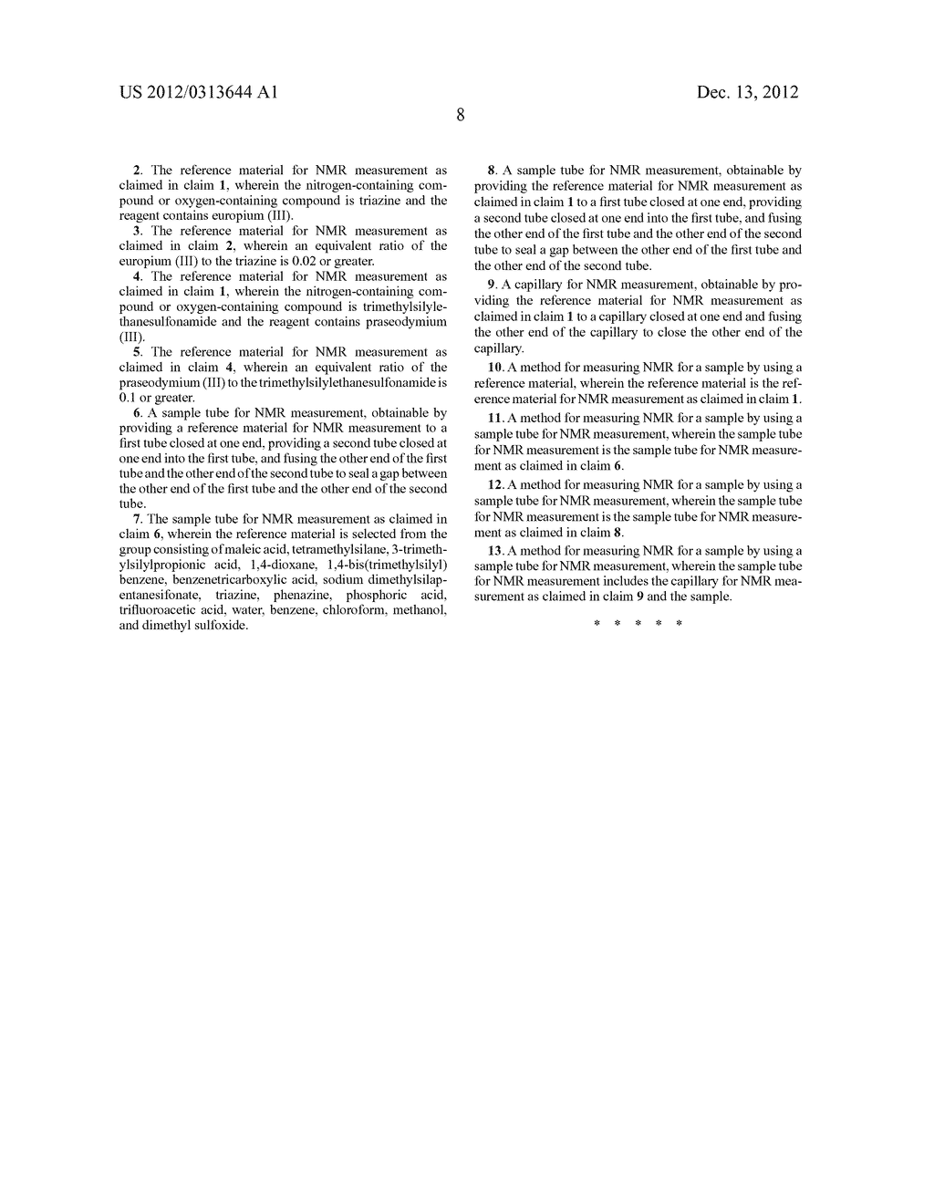 REFERENCE MATERIAL FOR NMR, SAMPLE TUBE FOR NMR, CAPILLARY FOR NMR, AND     METHOD FOR MEASURING NMR FOR A SAMPLE - diagram, schematic, and image 15