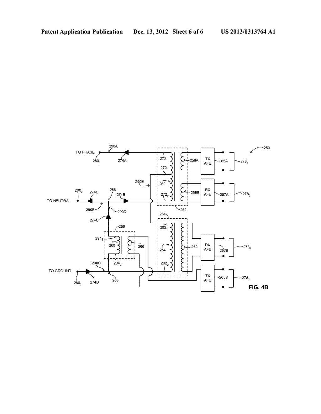 SYSTEM FOR COUPLING A POWER LINE COMMUNICATION DEVICE TO A POWER LINE     NETWORK - diagram, schematic, and image 07