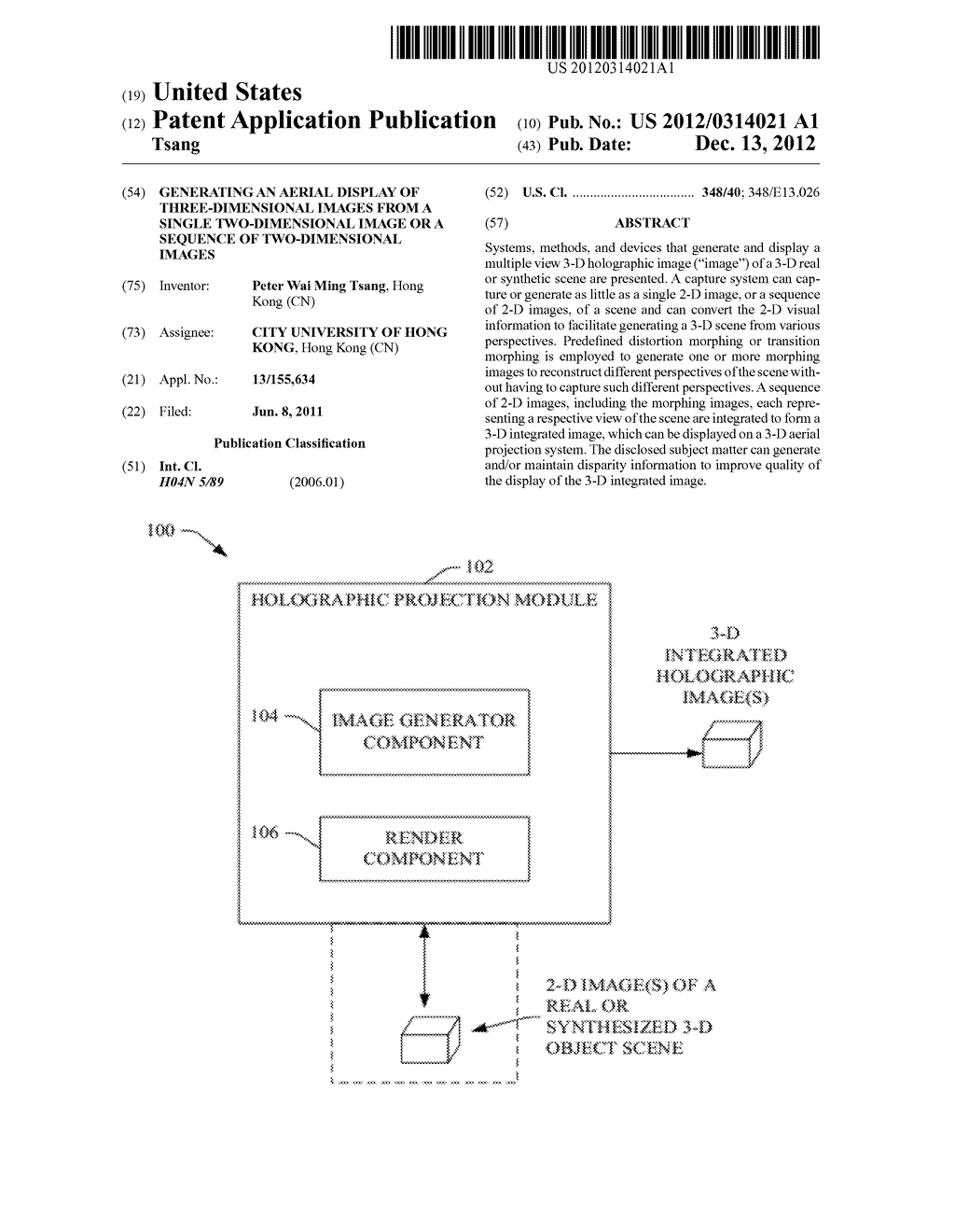 GENERATING AN AERIAL DISPLAY OF THREE-DIMENSIONAL IMAGES FROM A SINGLE     TWO-DIMENSIONAL IMAGE OR A SEQUENCE OF TWO-DIMENSIONAL IMAGES - diagram, schematic, and image 01