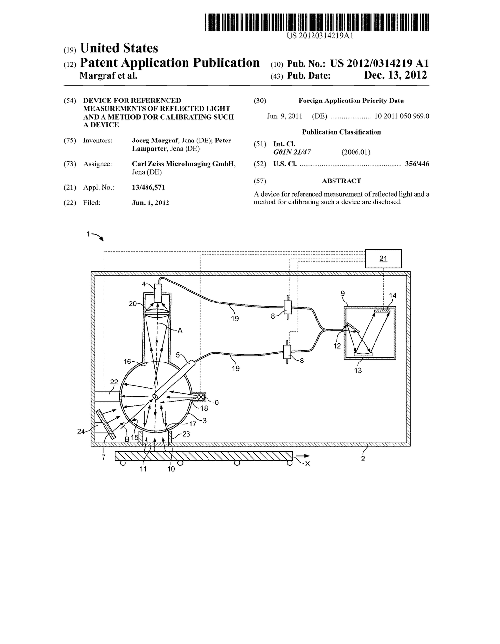 DEVICE FOR REFERENCED MEASUREMENTS OF REFLECTED LIGHT AND A METHOD FOR     CALIBRATING SUCH A DEVICE - diagram, schematic, and image 01