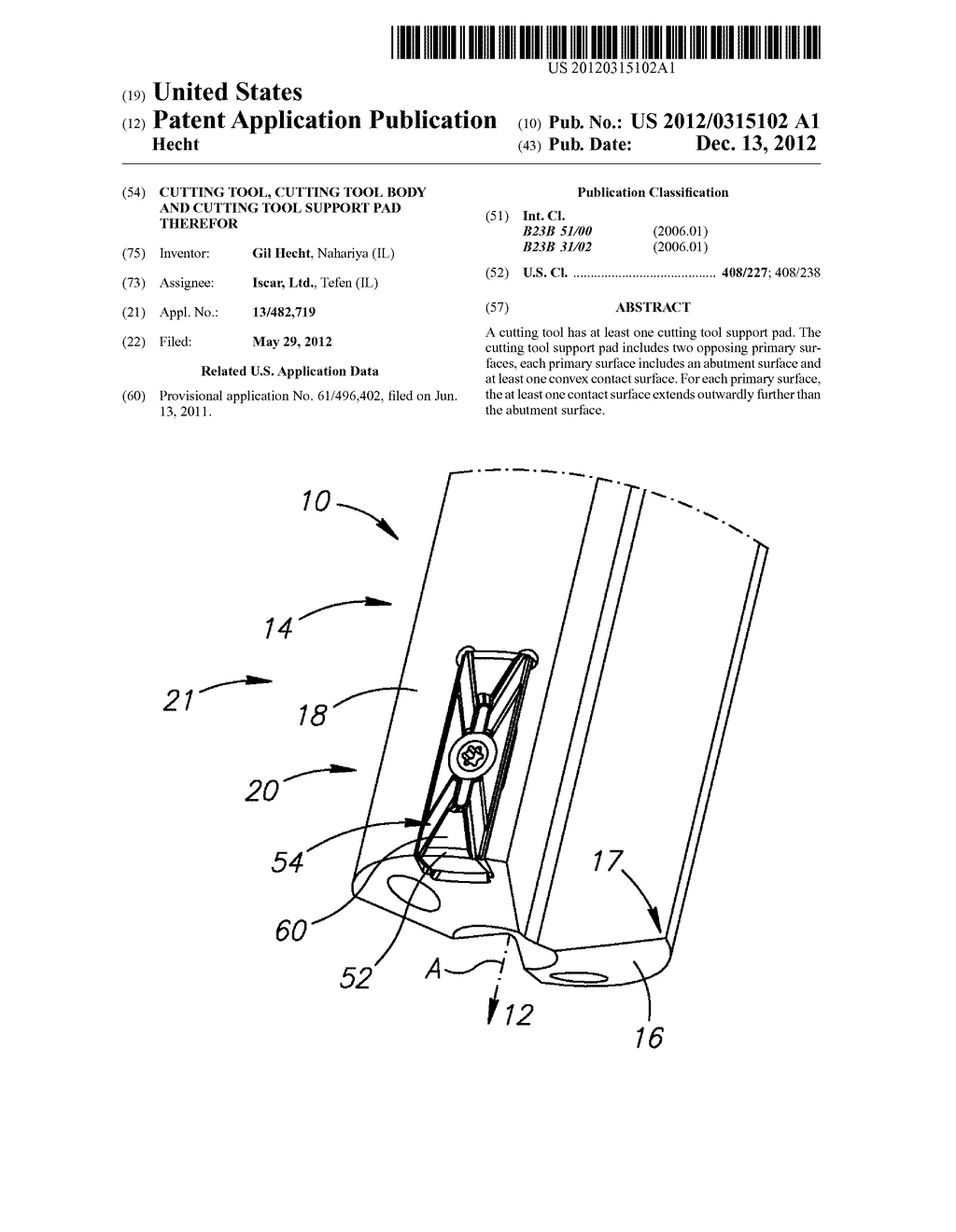 Cutting Tool, Cutting Tool Body and Cutting Tool Support Pad Therefor - diagram, schematic, and image 01